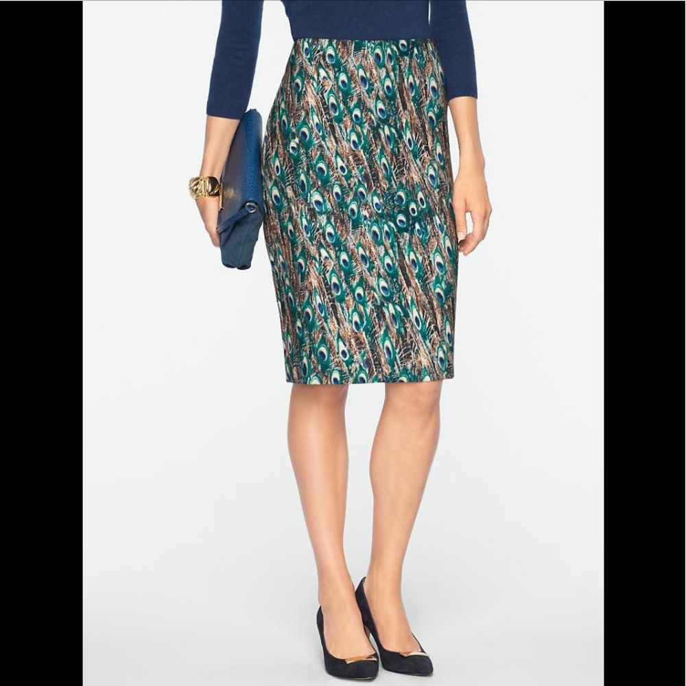TALBOTS | Peacock Print Pencil Skirt - Picture 14 of 14